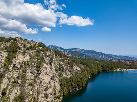 Aerial Drone view from South of Corsica, France