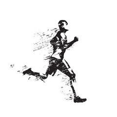 Running man, abstract isolated vector silhouette. Run, sprinting athlete