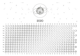 Kalendarz księżycowy 2020 - obrazy, fototapety, plakaty