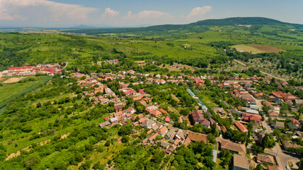 Fototapeta na wymiar Aerial view of a typical european village.