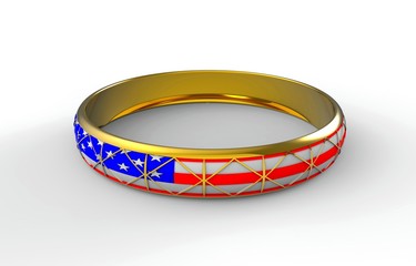 Gold ring with American flag