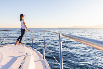 happy woman on the yacht