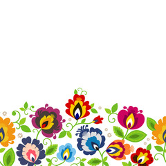 Beautiful Polish floral folk line seamless decoration vector