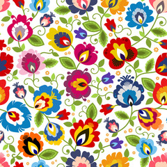 Beautiful Polish traditional floral folk pattern vector