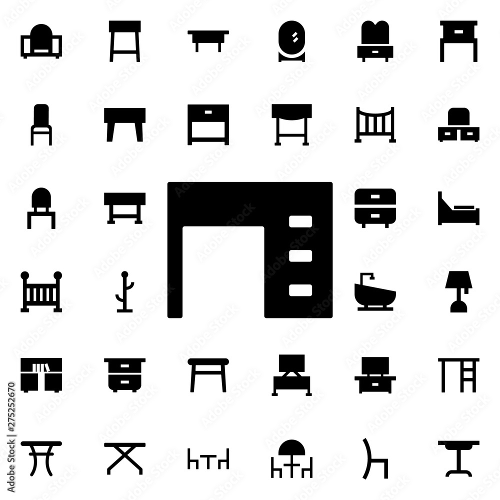 Poster computer table icon. universal set of furniture for website design and development, app development