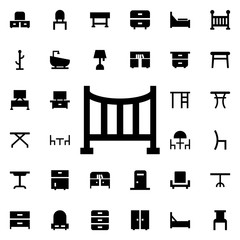 Crib icon. Universal set of furniture for website design and development, app development