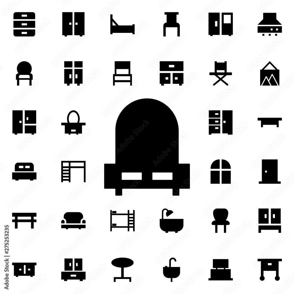 Poster wardrobe with mirror icon. universal set of furniture for website design and development, app develo