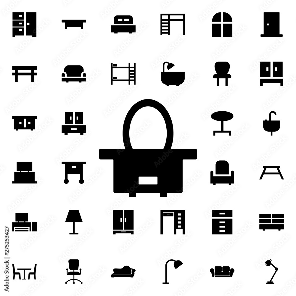Poster mirror with mirror icon. universal set of furniture for website design and development, app developm