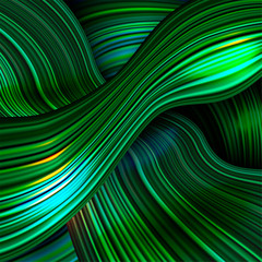 Fototapeta premium Vector wavy abstract background, green bright and dark lines in motion with place for your text.