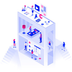 Flat color Modern Isometric Illustration design - Education