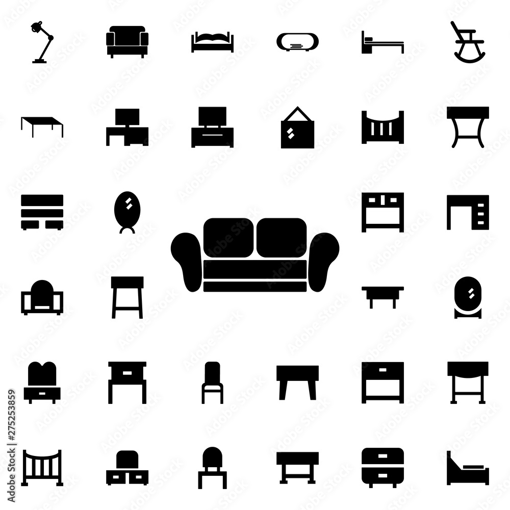 Poster sofa icon. universal set of furniture for website design and development, app development