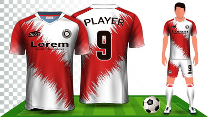 Soccer Jersey, Sport Shirt or Football Kit Uniform Presentation Mockup Template, Front and Back View Including Shorts and Socks and it is Fully Customization Isolated on Transparent Background.