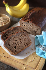 Slices of sweet banana bread from buckwheat flour