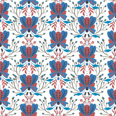 Seamless pattern flower. Nature folk ornament. Ethno boho style.Hand drawing.