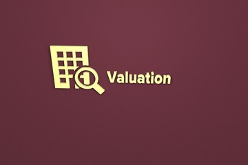 Illustration of Valuation with yellow text on brown background