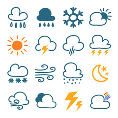 Weather Icons Set. hand drawn doodle