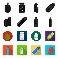 Vector illustration of plastic and container icon. Set of plastic and packaging stock vector illustration.