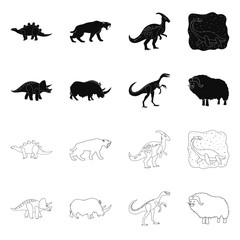 Vector illustration of animal and character icon. Set of animal and ancient vector icon for stock.