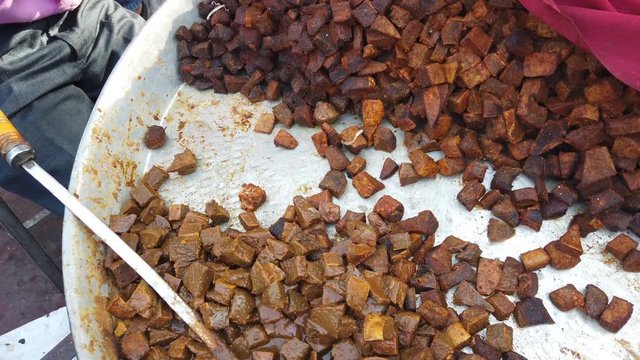 Street food Mutton Liver or Kaleji is an organ meat that is very high in nutritional value. It can be fried, boiled, baked or broiled into various savory dishes. 4k 60fps close-up stabilized handheld