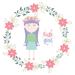cute little girl with floral crown character