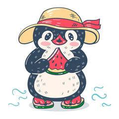  illustration with funny cartoon penguin