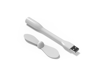 Usb driver fan, mini usb fan mock up template on isolated white background