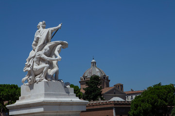 Fototapeta na wymiar Rome Italy. Roman culture. Plaza Venezia. Vittoriano