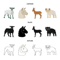 Vector illustration of sheep and goat symbol. Set of sheep and happy stock vector illustration.