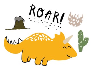 cute dinosaur print . childish vector illustration for kids t shirt, clothes