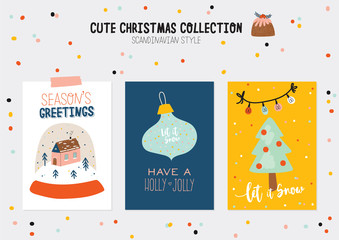 Collection of Christmas gift tags and labels templates. Happy New Year cheerful lettering.