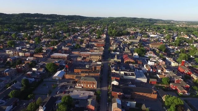 Aerial view of the city of Columbia in Lancaster county, Pennsylvania.
