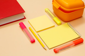 School supplies and stationery. Back to school concept
