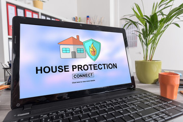 House protection concept on a laptop