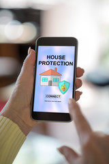 House protection concept on a smartphone
