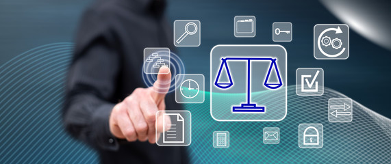 Man touching a business compliance