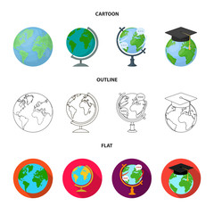 Vector illustration of globe and world symbol. Set of globe and earth stock vector illustration.