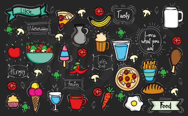 bundle of delicious food pattern background