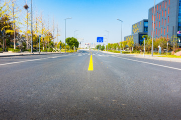Naklejka premium modern building and empty pavement,china.