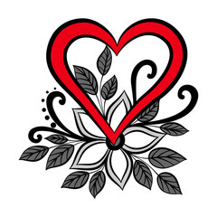 Vector illustration of abstract heart on white background. You can design cards, notebook cover and so on. Heart shape with place for your text. Valentines day background.