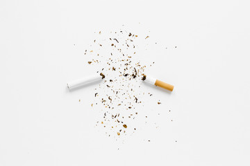 Top view broken cigarette