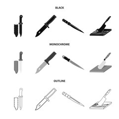 Isolated object of knife and cut symbol. Set of knife and flat stock symbol for web.