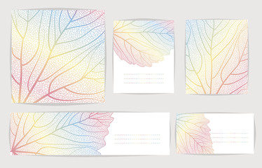 Set backgrounds with colorful leaves. Vector illustration