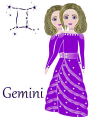 Zodiac signs. Gemini. Vector illustration.
