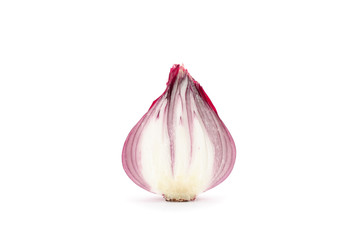 Half of red onion isolated on white background