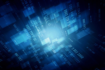 2d illustration abstract digital binary data on computer screen