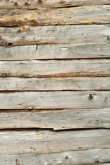 Obraz premium Old distorted boards in a row on the wall. Texture of natural rough boards.
