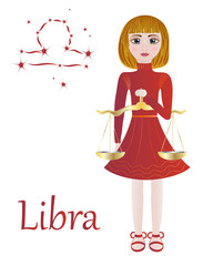 Zodiac signs. Libra. Vector illustration.