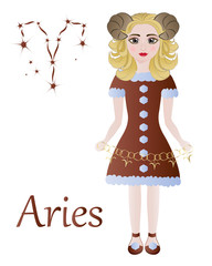 Zodiac signs. Aries. Vector illustration.