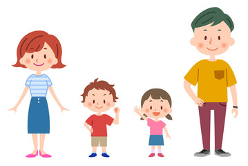 夏服の家族　全身