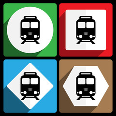 Train icon. Vector icons, set of colorful flat design internet symbols. Eps 10 web buttons.